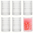 Clear Hobnail Drinking Glasses, Six-Piece 13-Ounce Tumbler Set with Embossed Dot Pattern for Table Settings