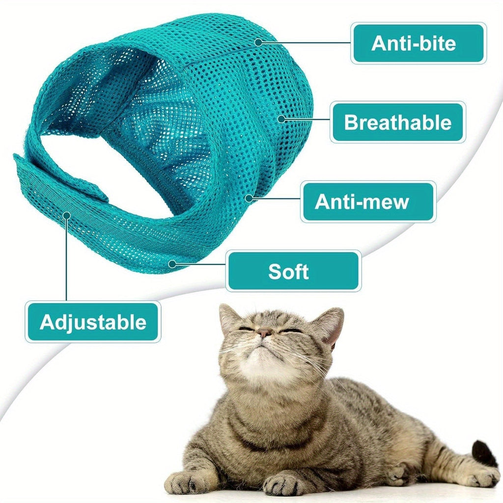 Cat Grooming Kit with Adjustable Green Bathing Bag, Nail Clippers, Comb, Massage Brush and Handling Accessory