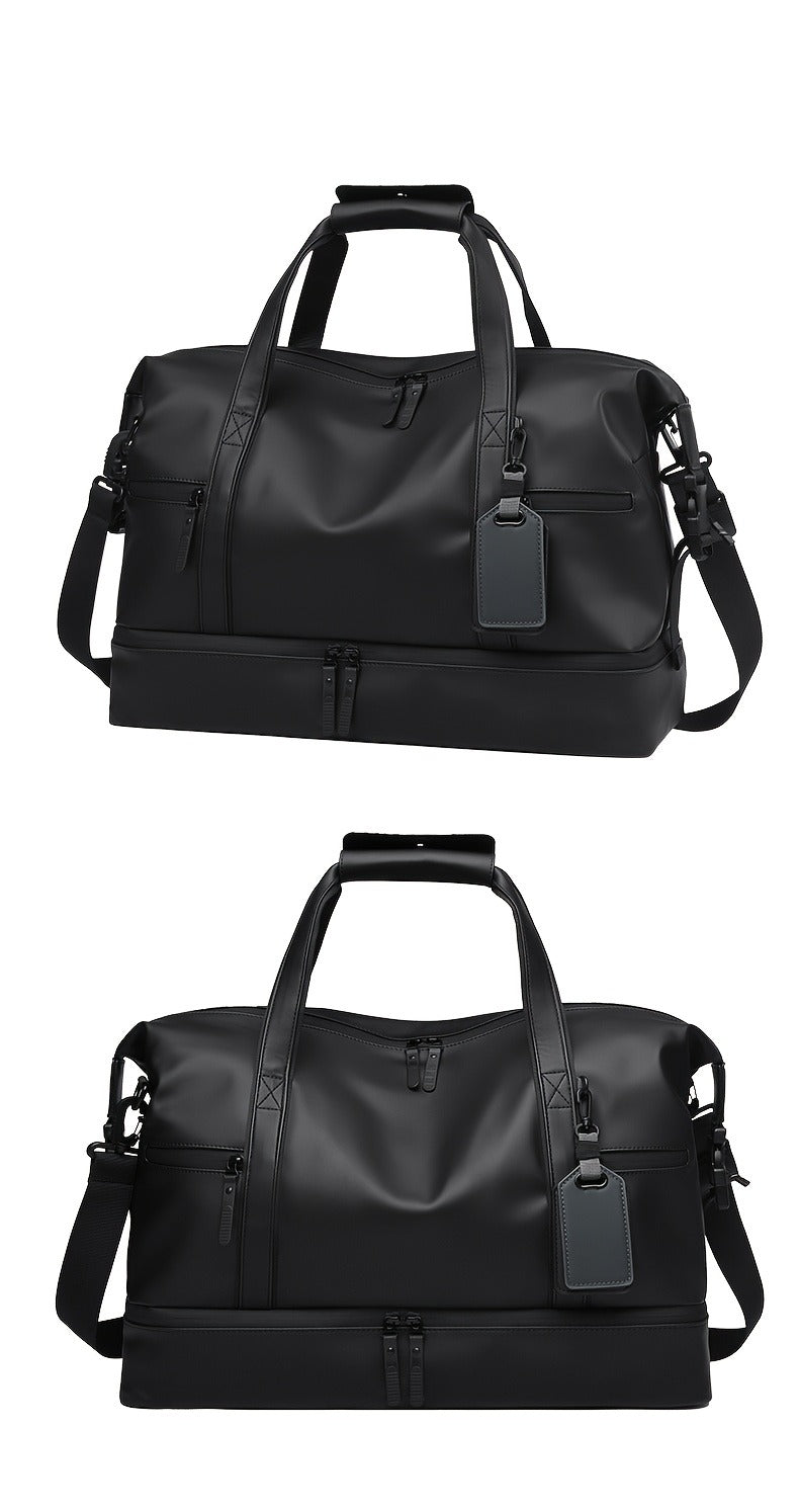Gym Duffel Bag with Wet Pocket & Shoe Compartment – Foldable PU Leather Sports Travel Bag for Workouts, Weekend Trips & Everyday Use