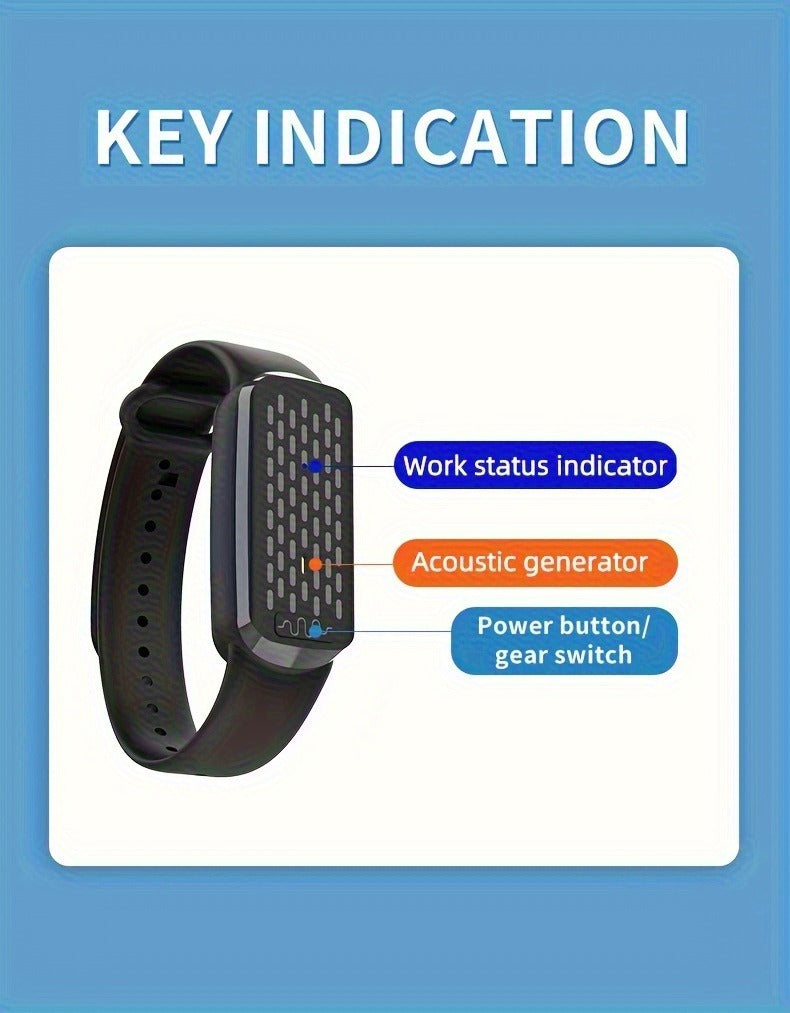 Mosquito Bracelet, Ultrasonic Soundwave Technology, USB Rechargeable, Wristband for Camping Outdoor Hiking Travel