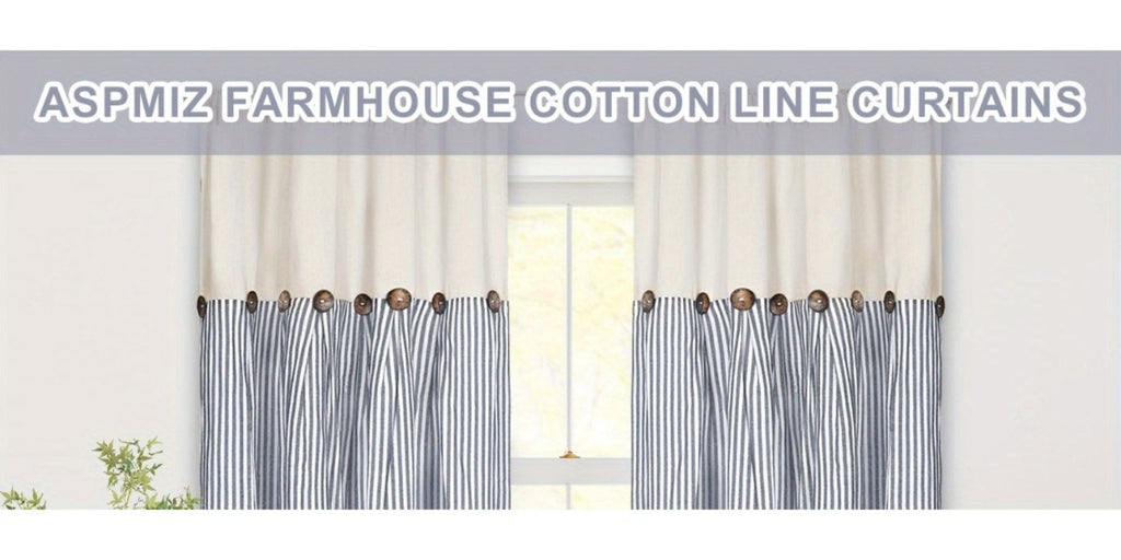 Semi Sheer Curtains Bohemian Linen Cotton Patchwork Grommet Top Window Drapes for Bedroom Living Room Kitchen Bathroom Cafe