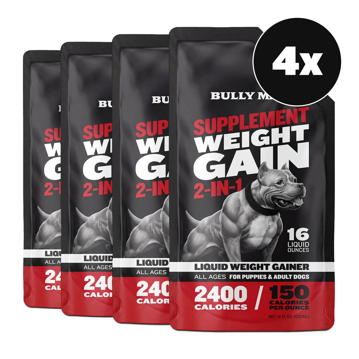 High-Calorie Liquid Dog Weight Supplement 4 bottles