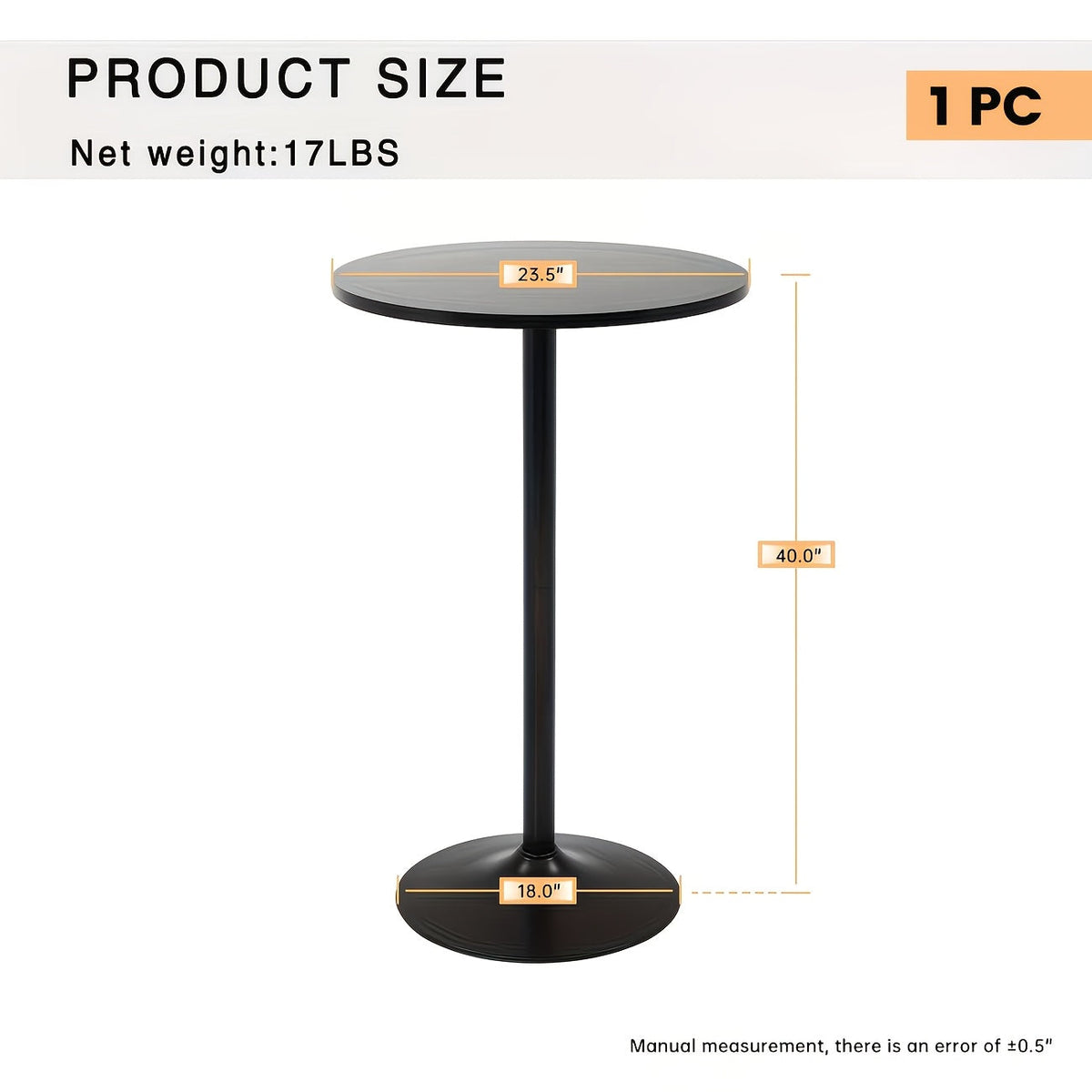 23.5-Inch Round Bar Table for Work, Display, and Everyday Use in Kitchen