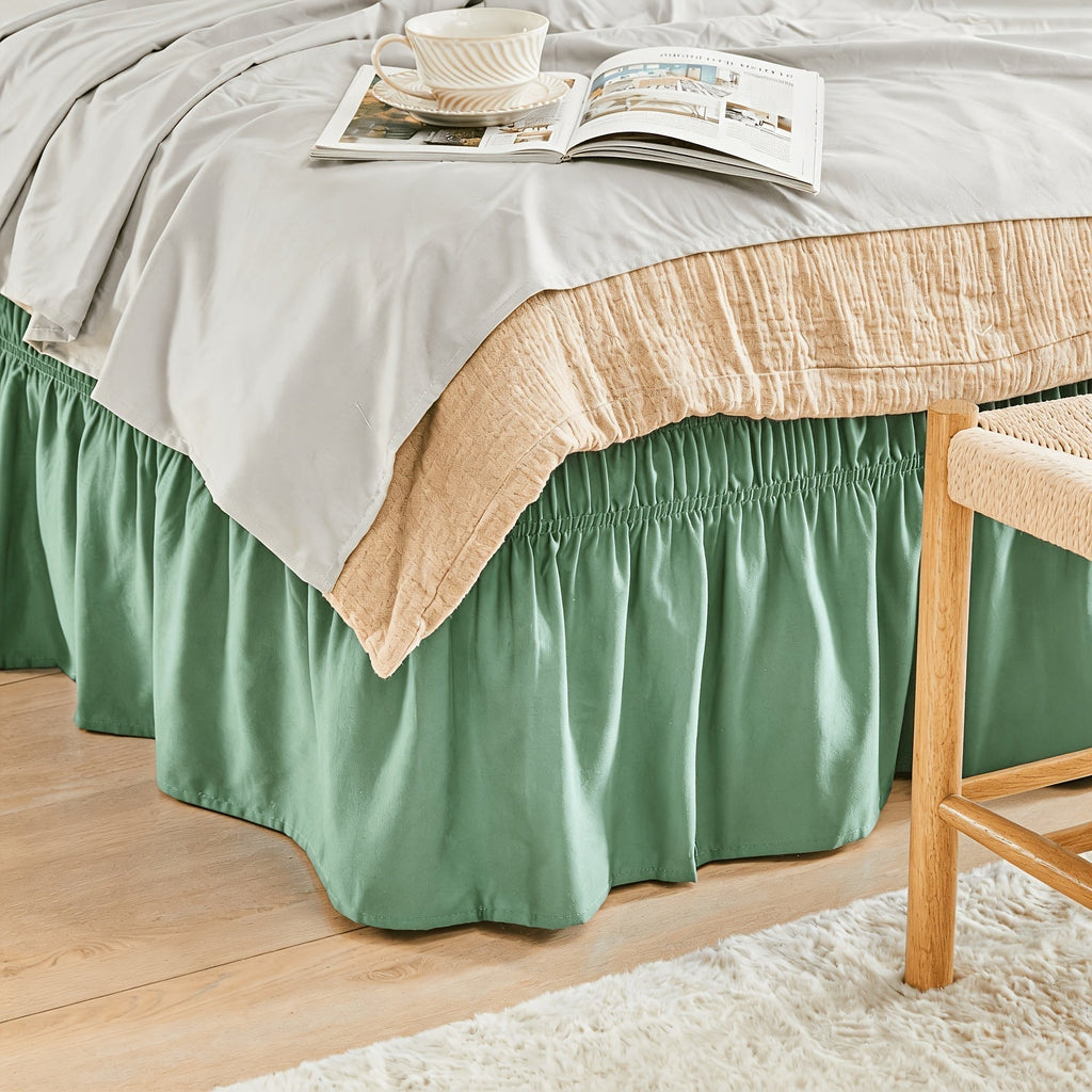 Ruffled Bed Skirt with Adjustable Elastic – Twin Full Queen King, 15-Inch Drop, Machine Washable, 30 Colors