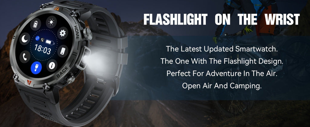 Smartwatch for Men 1.45 Inch Tactical Watch with LED Lighting and Bluetooth 5.2 Calling in Two Strap Styles