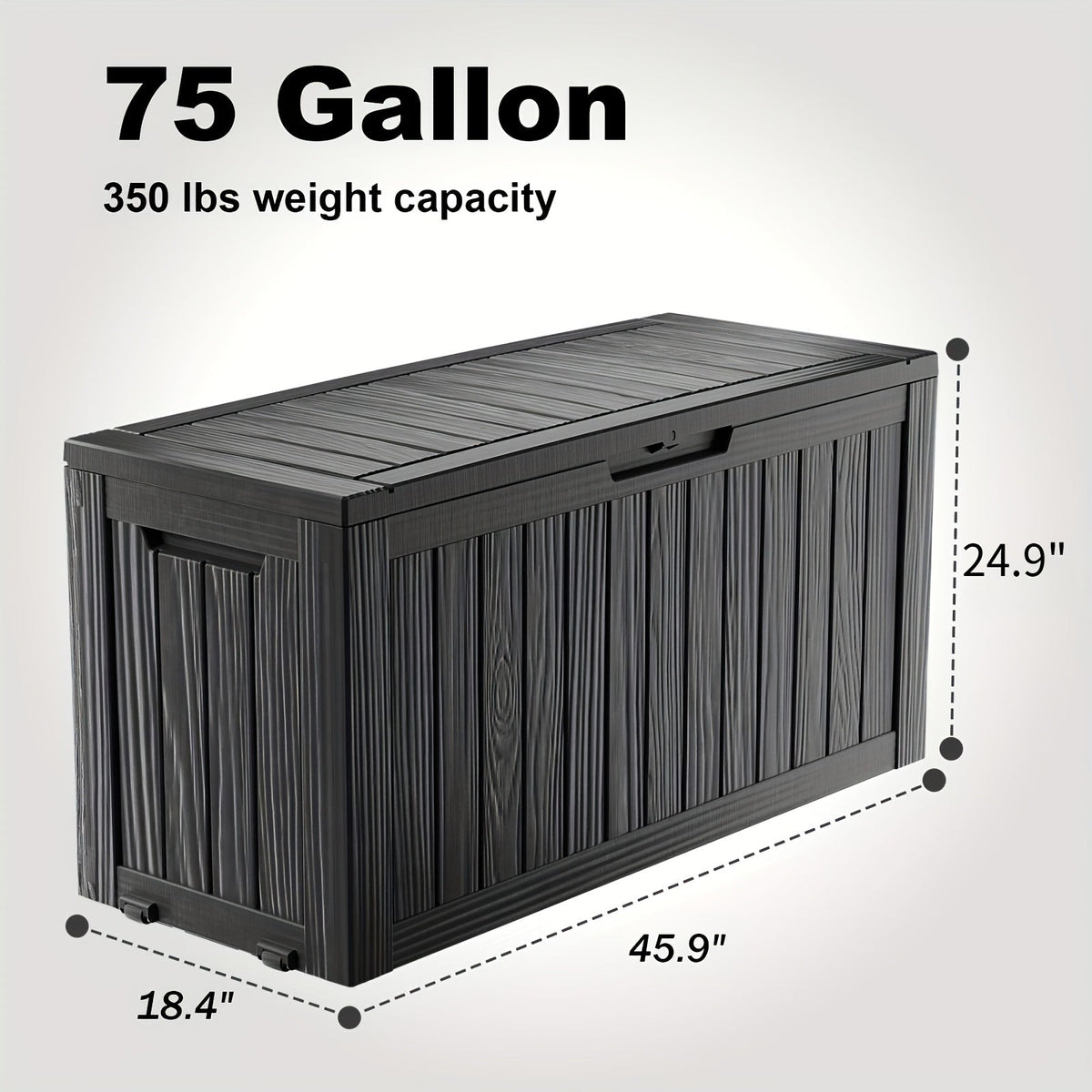 75-Gallon Outdoor Storage Deck Box with Hinged Lid, Side Grips, Small Wheels and Two Color Options