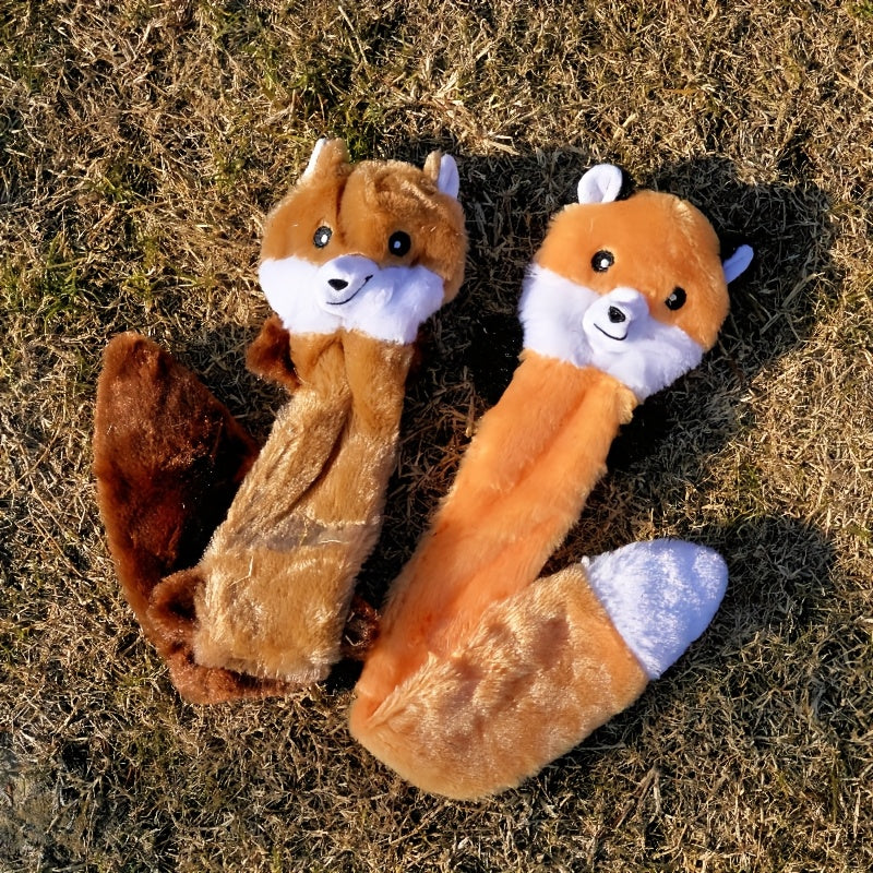 Dog Toy 3-Pack No-Stuffing Flat Plush Animals with Built-In Squeakers and Crinkle Layer for Small Medium Dogs