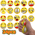 Stress Balls Bulk 24 Pack Mini Squeeze, Funny Emoji Face Foam Stress Toys for Kids & Adults, Classroom Prizes