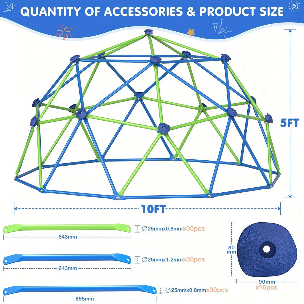 10FT Kids Climbing Dome with Hammock Swing Disc Swing Backyard Jungle Gym Steel Frame Outdoor Play Equipment 1000 LBS Capacity Gift for Boys