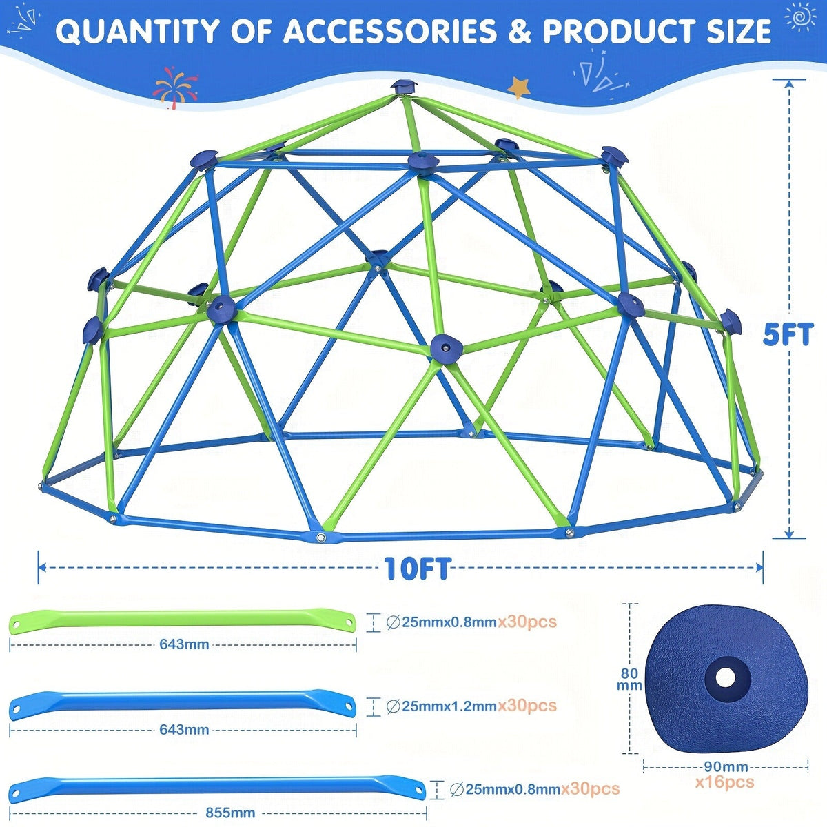 10FT Kids Climbing Dome with Hammock Swing Disc Swing Backyard Jungle Gym Steel Frame Outdoor Play Equipment 1000 LBS Capacity Gift for Boys