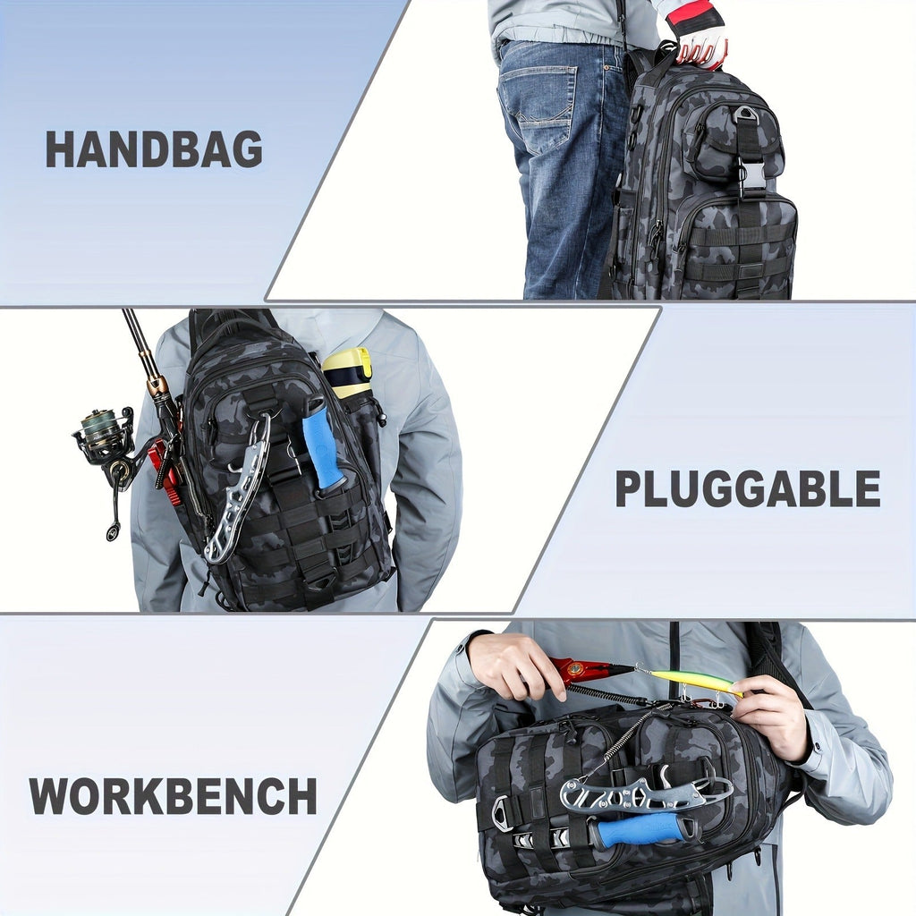 Waterproof Fishing Rod Backpack 42L – Built-In Rod Tube, 16 Pockets & Insulated Cooler Option | Black, Camo, Khaki, Gray