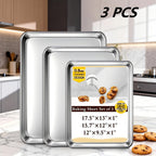 Baking Sheet and Rack Set Stainless Steel Half Sheet Pan with Cooling Rack Rust Free for Cookie for Grilling, Camping and Outdoor Meals