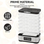 Five-Tray Stackable Food Dehydrator with 240W Heating, 95–158°F Control and Silver or Green Options