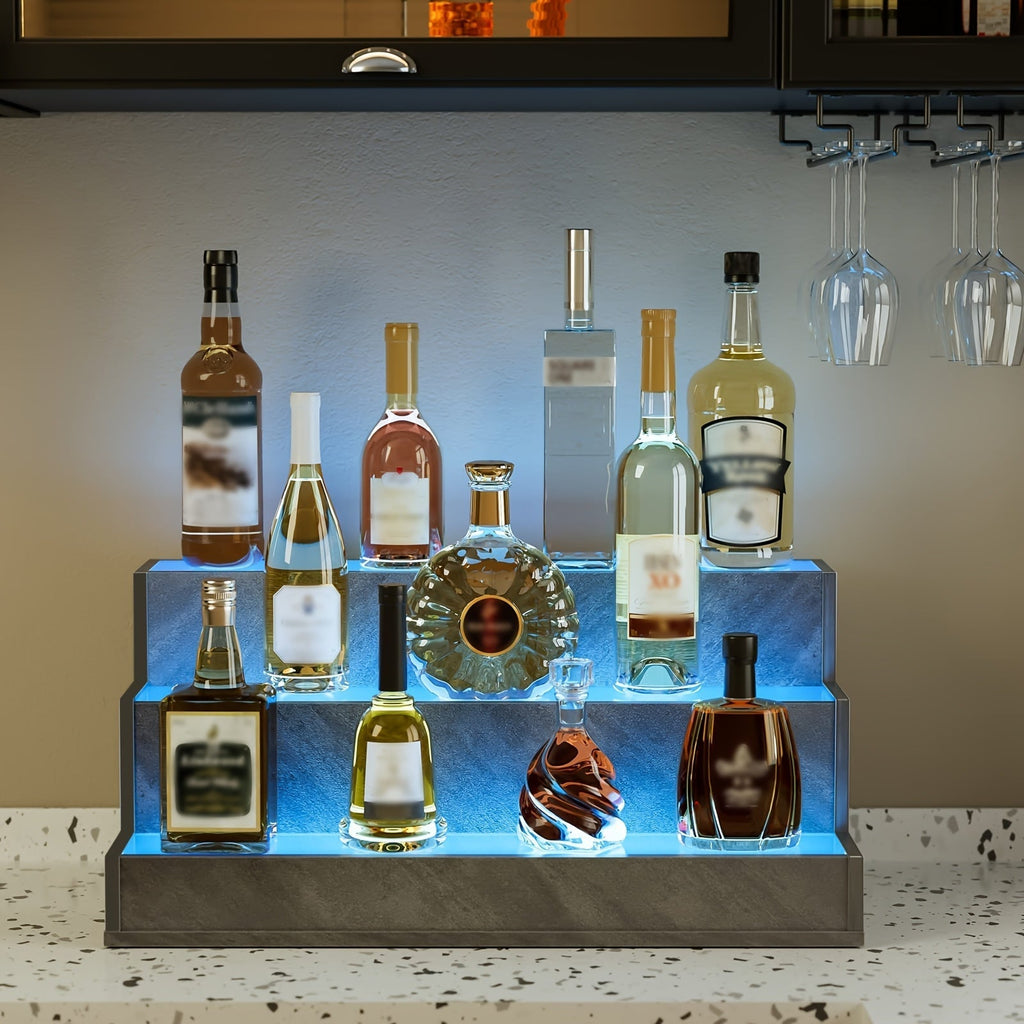24-Inch Bar Shelf with LED Lighting for Organized Everyday Storage in Living Room