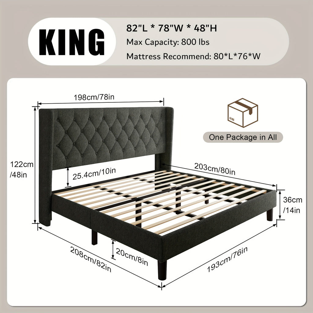 Bed Frame shown in the Dark Gray, King option