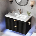 24-Inch Wall-Mounted Bathroom Vanity with LED Lighting for Dressing and Daily Routines