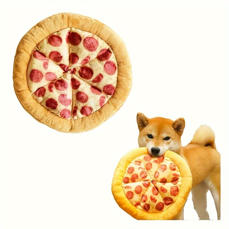 Squeaky Pizza Dog Toy – Plush Pepperoni Pizza & Donut Chew Toy for Dogs, Durable Soft Interactive Toy for All Breeds