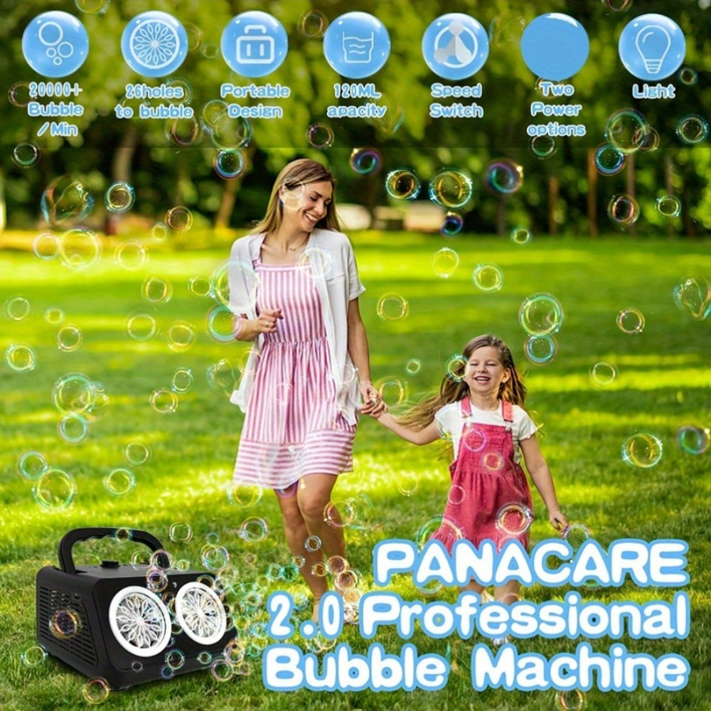 Electric Bubble Maker with 10X Bubble Solution, Dual Fan 20000+ Bubbles Per Minute Machine for Kids