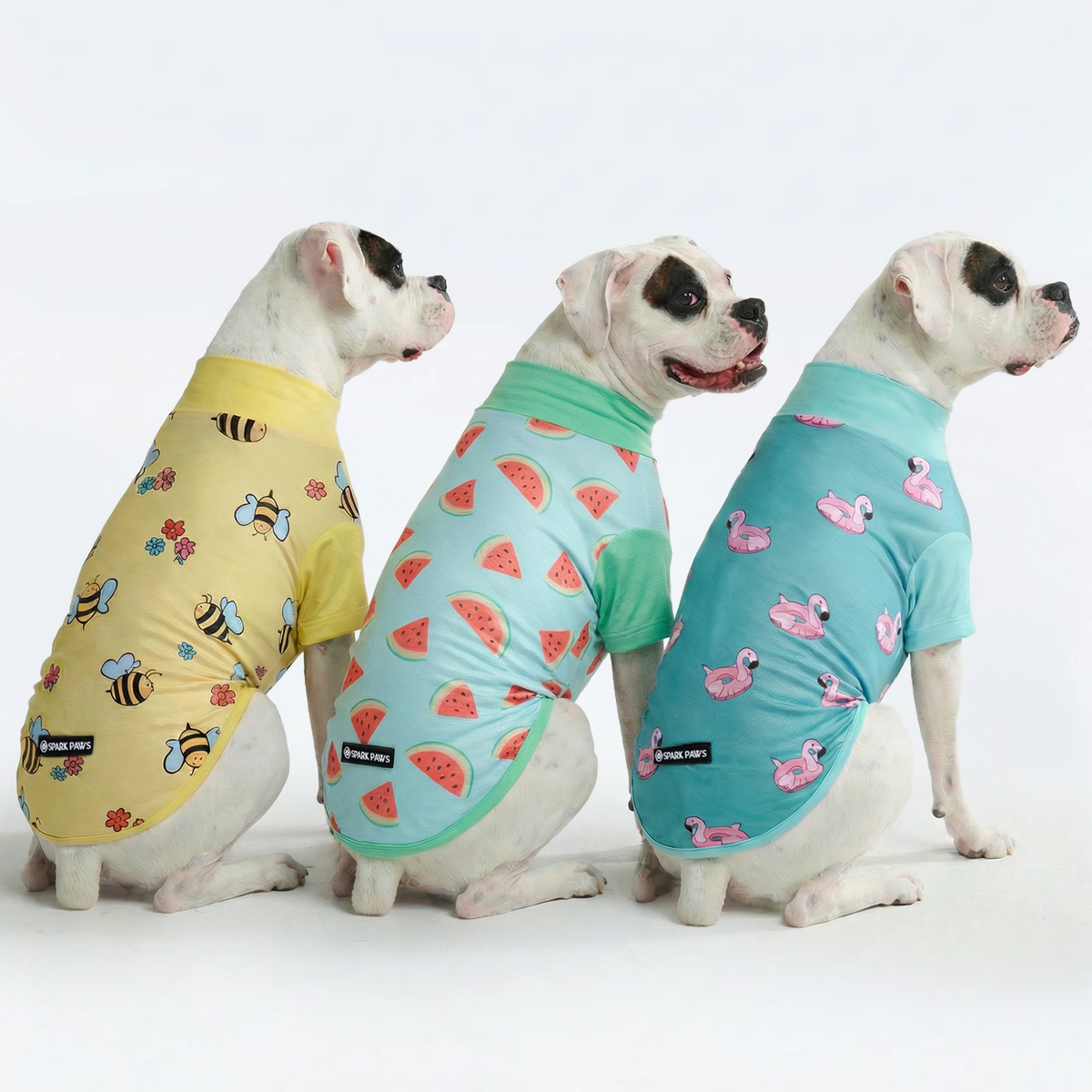 UPF 30 Dog Sun Shirt, Bees Flamingo Watermelon / 2XL