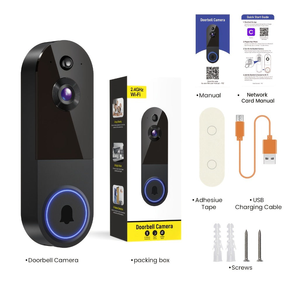 Video Doorbell 2K Wireless Camera with Night Vision, Two-Way Audio, Rechargeable Power and Local Storage Support