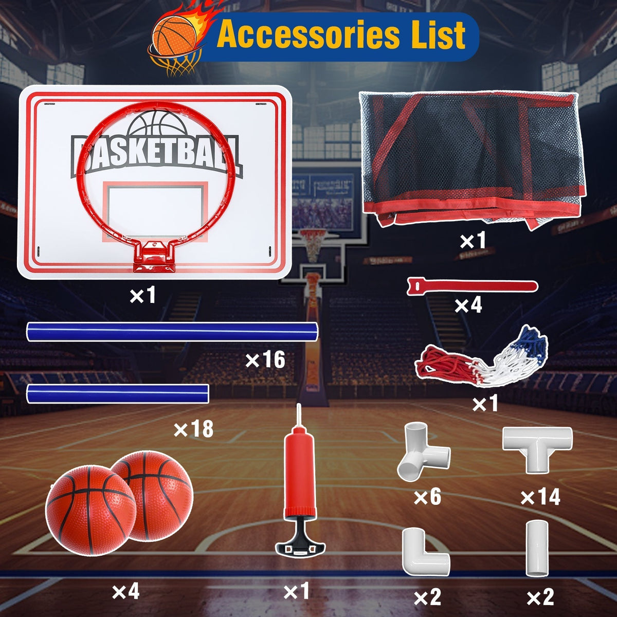 Kids Adjustable Basketball Hoop Set with 2 Balls & Storage – Indoor Outdoor Sport Toy for Ages 3–6, Thick PVC Frame | Best Birthday