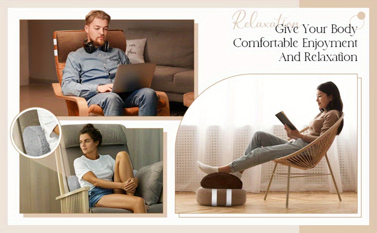 Memory Foam Bolster Pillow for Sleeping, Sherpa Half Roll Leg Support Pillow for Bed, Chair & Sofa