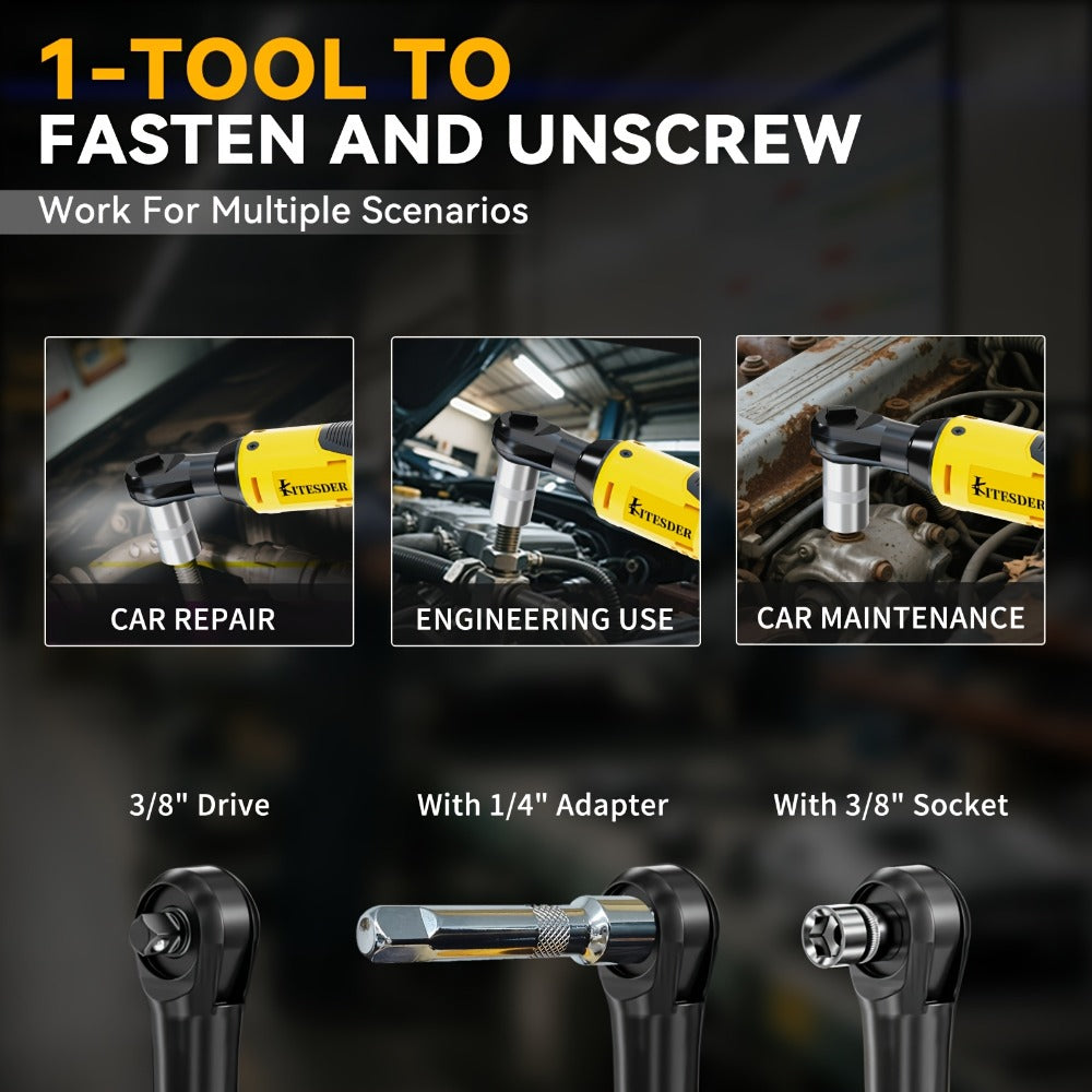 Electric Ratchet Wrench Set 12V Cordless with Lithium Battery, Fast Charge, Variable Speed Trigger