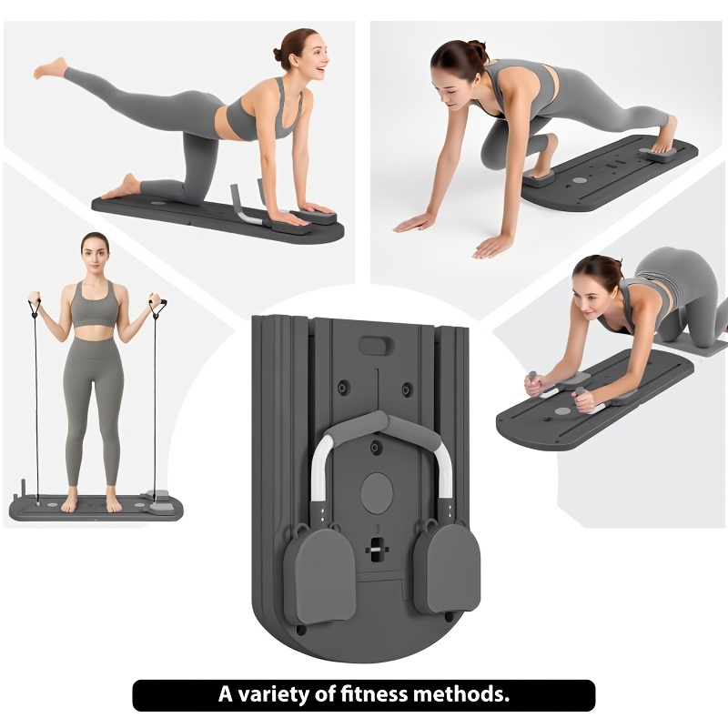 Foldable 8-in-1 Pilates Slide Board with Resistance Bands, Ab Handles and Purple, Pink or Grey Options