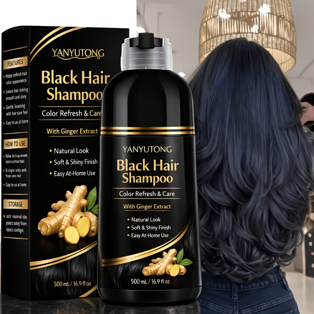 Ammonia-Free Herbal Hair Color Shampoo 3-in-1 Colors in 15 Minutes Lasts 30 Days – Semi Permanent Gray Coverage Moisturizing Cleansing Black