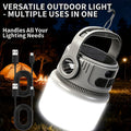 Solar LED Camping Light with Hook – 6 Modes, USB-C Rechargeable, 300LM, IPX4 Waterproof, Emergency Power Bank