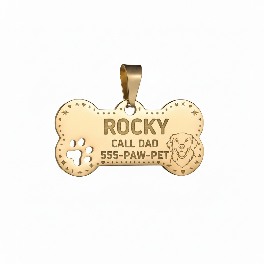 Custom Dog Collar Cuban Chain with Engravable Pet ID Tag – Personalized Name & Phone Number Plate for Small Medium Large Dogs & Cats