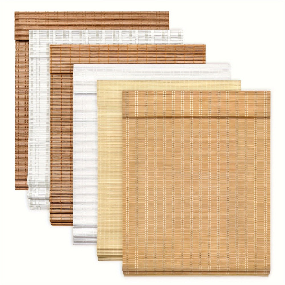 Bamboo Roman Shades Cordless – Light Filtering Roll Up Bamboo Blinds for Windows, Natural Woven Window Treatment for Living Room Bedroom