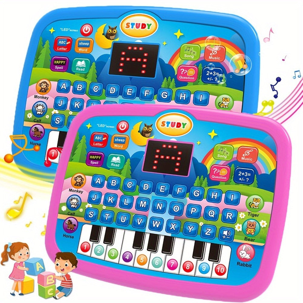 Educational Learning Tablet for Kids Ages 3-6, Multifunctional Alphabet Numbers Music Animal Sounds & Piano Toy