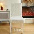 Paisley Stretch Velvet Dining Chair Covers in Off White, Light Gray, Deep Gray or Khaki, Four- or Six-Piece Sets