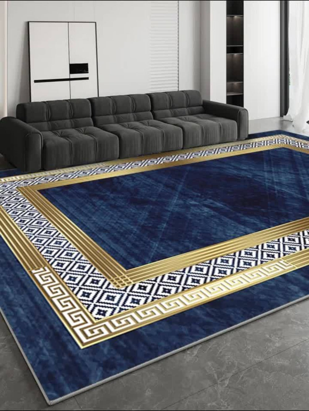 Area Rug Red Imitation Cashmere Medallion Design in Four Machine-Washable Room Size Choices