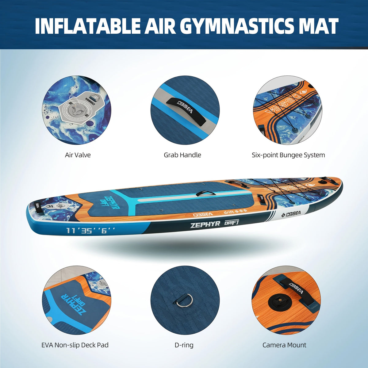 Premium SUP Board 11ft x 35'' Extra Wide Inflatable Paddle Board for Youth Adults with Backpack Waterproof Phone Pouch Paddle Leash Hand