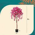 Artificial Bougainvillea Tree, 5-Foot Pink Flowering Plant with Wood-Look Trunk and Black Base Pot