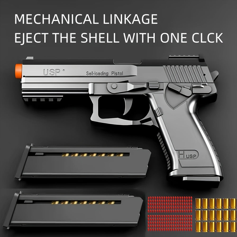 USP Bullet Toy Gun Pistol with Shell Ejecting, Continuous Rapid-Fire Foam Blaster for Boys & Girls