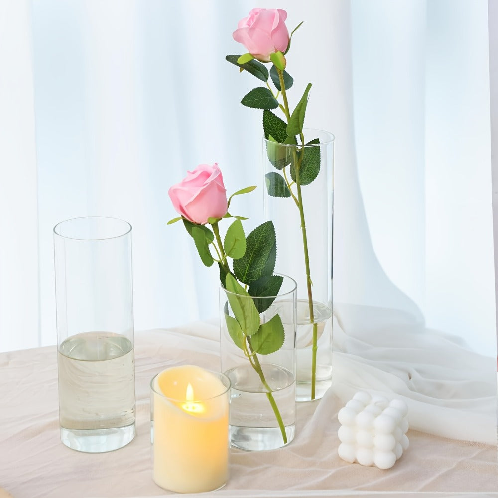 Clear Cylinder Glass Vases Set Wedding Centerpieces Home Decor for Entryways, Bedrooms and Living Spaces