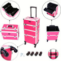 Lockable Aluminum Makeup Train Case with Extendable Trays Multi-Tier Professional Cosmetic Organizer – Portable Salon Travel Beauty Case