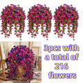 Artificial Rose Vine Hanging Garland 3pcs 216 Flowers – High-Density UV-Resistant Faux Rose Flower Vines with Realistic Roses & Foliage