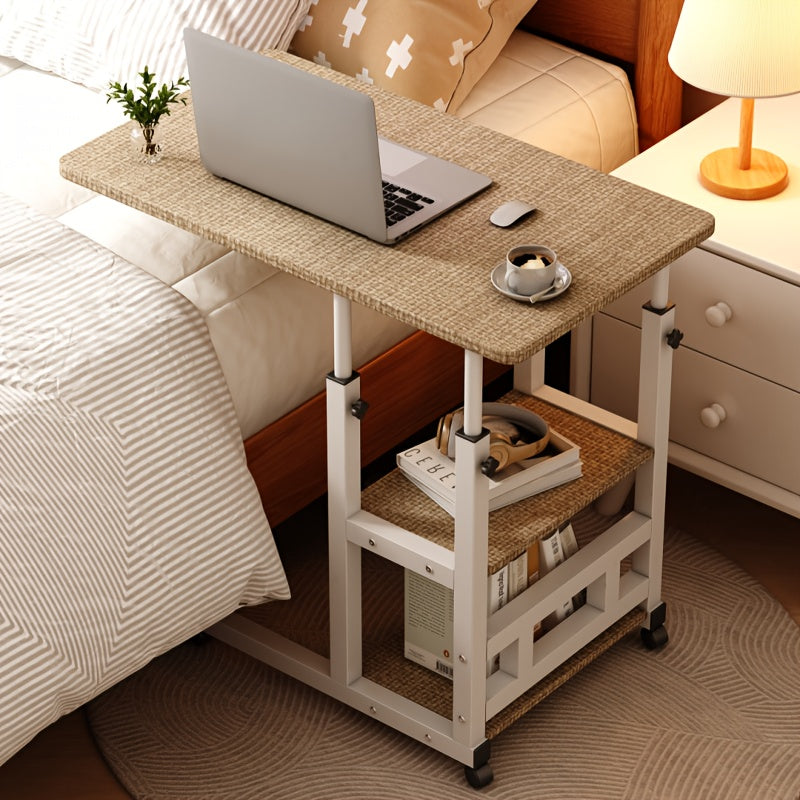 Adjustable Overbed Table with Rolling Shelf Frame and Six Color Checkout Options from Burlap to Deep Glacier