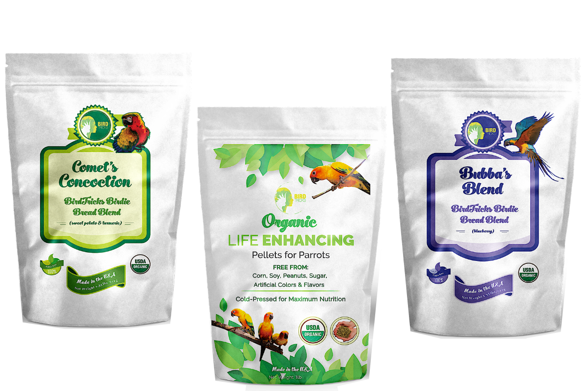 Parrot Birdie Bread Mix Bundle Sweet Potato, Blueberry & Pellets