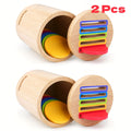 Wooden Color Sorting Coin Box Toy for Toddlers 1+, Montessori Educational Sensory Learning Toy with 10 Colorful Blocks & Storage Bag