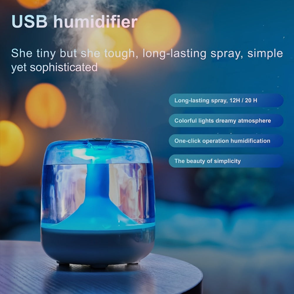 USB Humidifier with 7-Color Night Light for Entryways, Bedrooms and Living Spaces, with the Listed Configuration