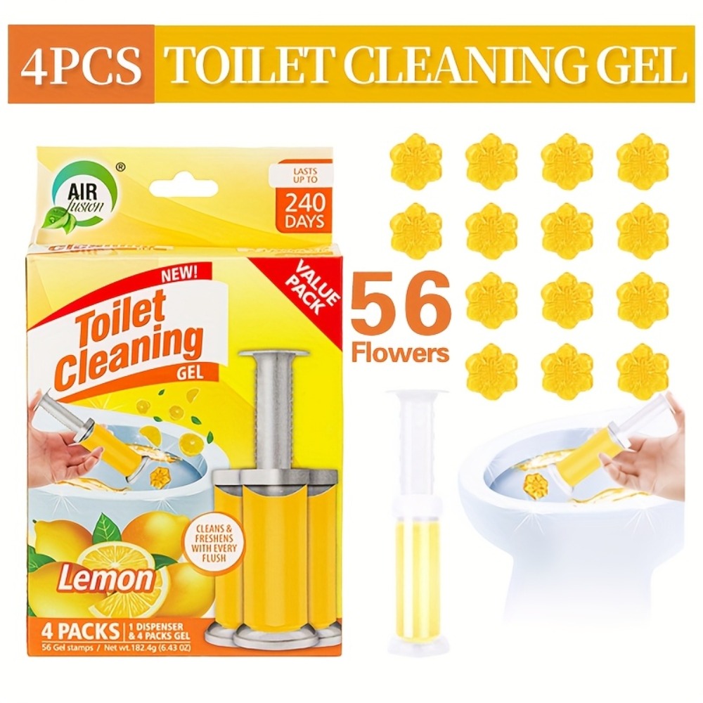 Toilet Cleaning Gel Stamp with Dispenser, Toilet Bowl Freshener & Cleaner Gel Stamps Scale & Toilet Ring