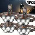 LED Headlamp 4pcs Set - Rechargeable Outdoor Headlamps with 4-Speed Dimming Adjustable Angle for Entryways, Bedrooms and Living Spaces