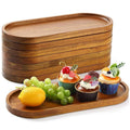 Wood Serving Tray Set with Eight Oval Trays or Four Rectangular Trays and Raised Edge Design