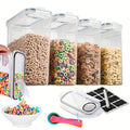 Food Storage Containers Four-Piece Clear Cereal Canister Set with Clip-On Lids and 4-Liter Capacity Each