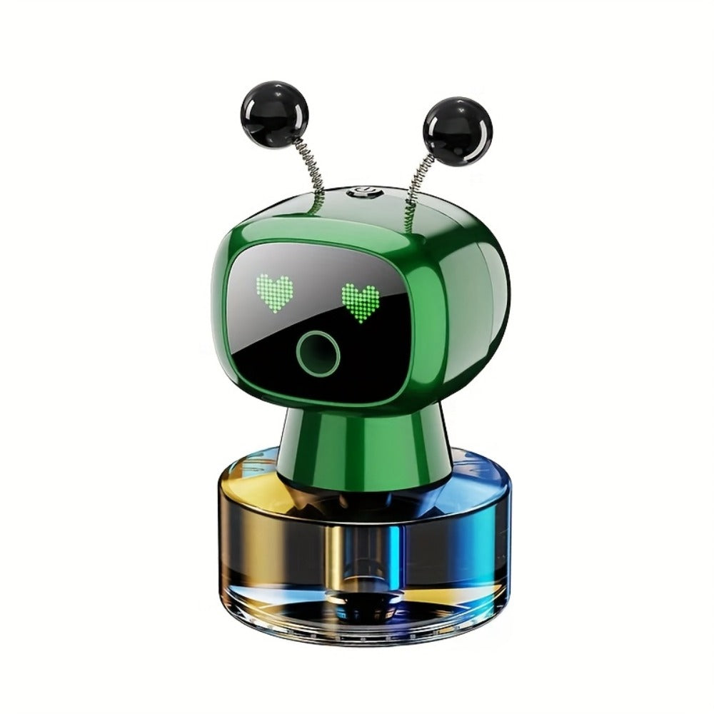 Robot Car Air Freshener Auto Spray – AI Dynamic Expression, 4 Fragrance Gears, Car Start/Stop Trigger, 5 Scents